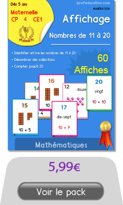 Affichages pour apprendre les nombres de 11 à 20