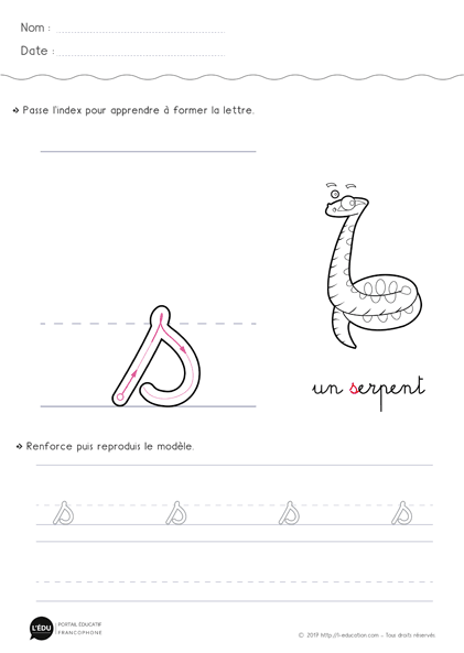 fiche d'écriture cursive maternelle gs apprendre la lettre s