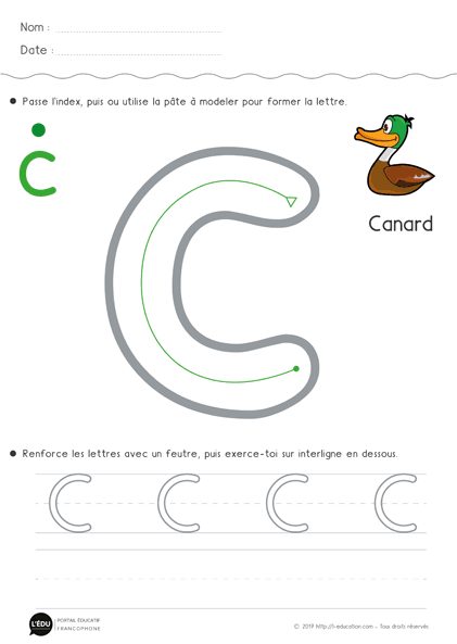 Reconnaître Tracer et Écrire les lettres capitales en Maternelle MS GS - la lettre c
