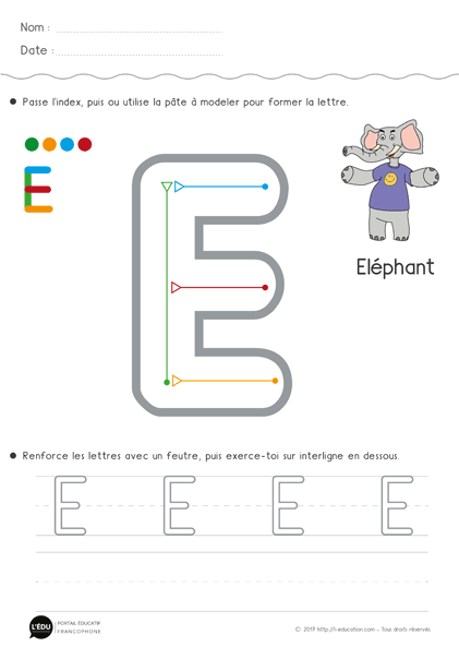 Reconnaître Tracer et Écrire les lettres capitales en Maternelle MS GS - la lettre e