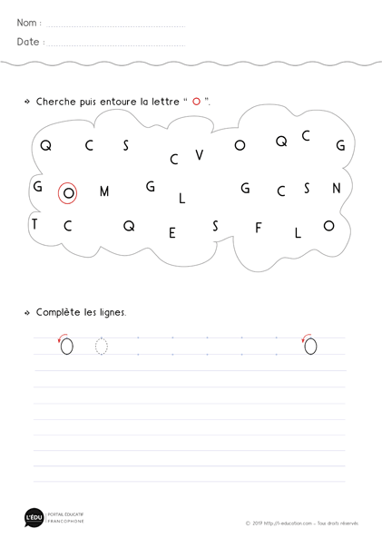 ecriture Maternelle Grande Section a imprimer Majuscule d'imprimerie lettre o