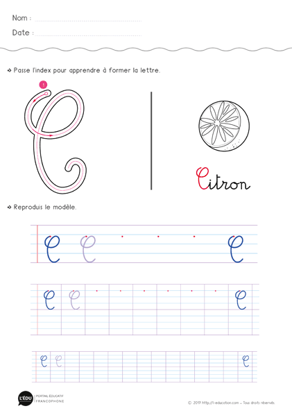 C majuscule cursive CP CE1 CE2
