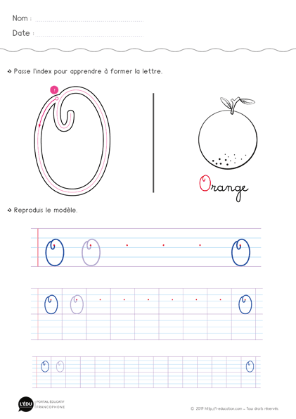 Écrire la lettre o majuscule cursive - Fiche lettre o majuscule à imprimer