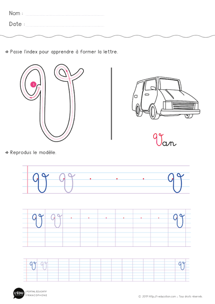 Écrire la lettre v majuscule cursive - Fiche lettre v majuscule à imprimer