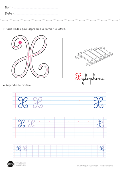 Écrire la lettre x majuscule cursive - Fiche lettre x majuscule à imprimer