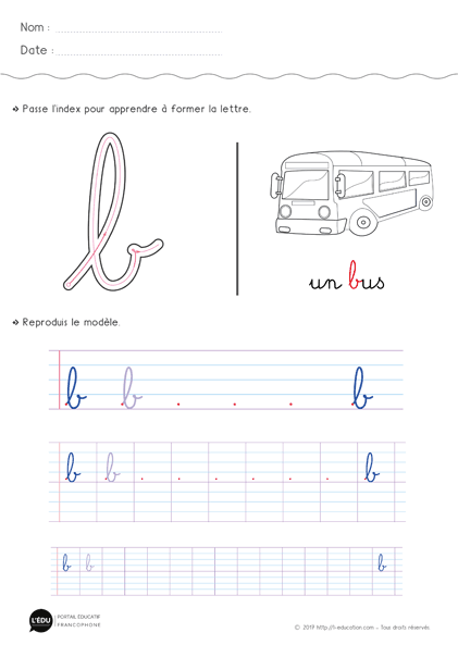 écriture cursive cp ce1 - la lettre b