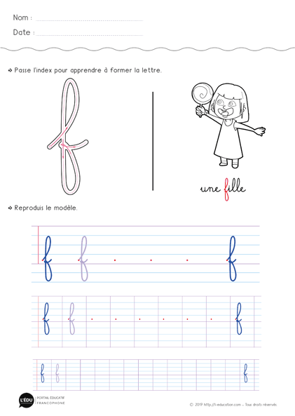 f minuscule cursive CP CE1 CE2