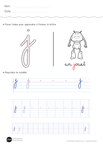 écriture cursive cp ce1 - la lettre j