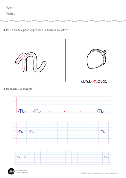 n minuscule cursive CP CE1 CE2