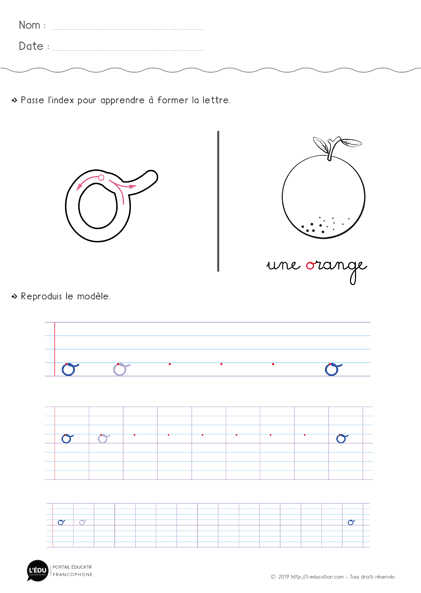 o minuscule cursive CP CE1 CE2