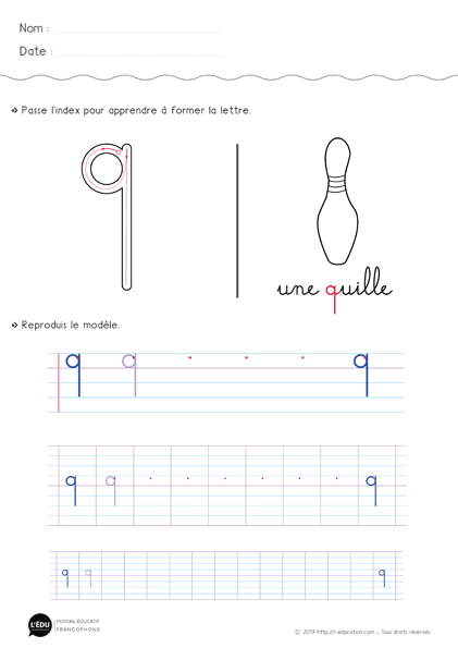 q minuscule cursive CP CE1 CE2