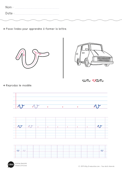 écriture cursive cp ce1 - la lettre v 