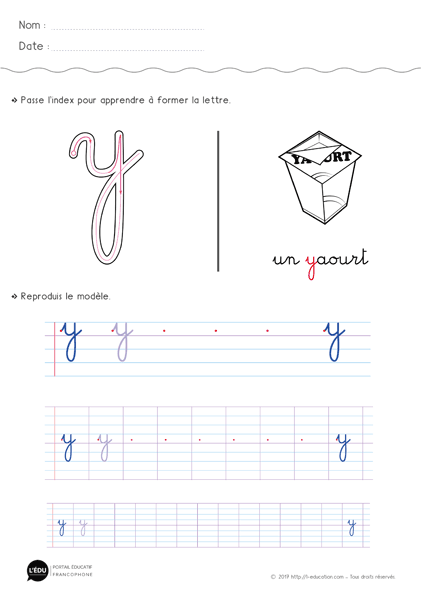 écriture cursive cp ce1 - la lettre y 