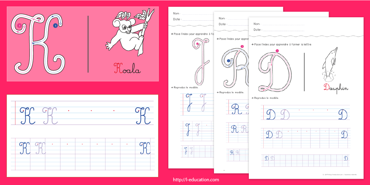 écrire l'alphabet majuscule cursive