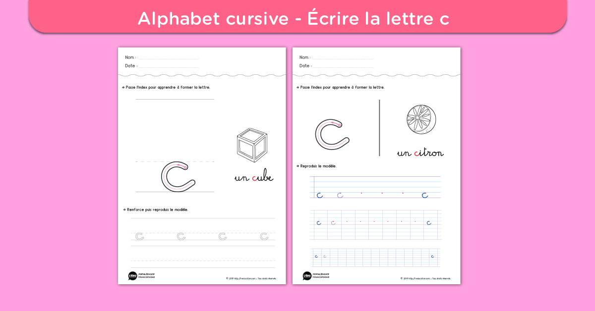Écrire la lettre c minuscule cursive - Fiche lettre c minuscule à imprimer