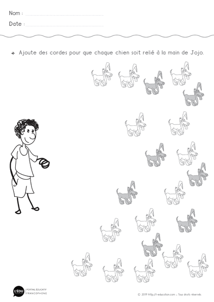 Graphisme lignes obliques - Jojo promène les chiens (1)