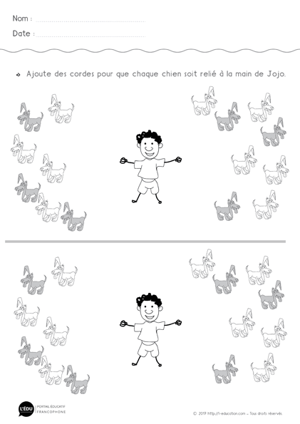 Graphisme les traits obliques à imprimer - Jojo promène les chiens (2)