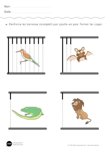 Graphisme lignes verticales PS MS GS - Les barreaux des cages