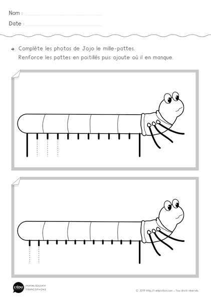 Graphisme les lignes verticales PS MS GS - Jojo le mille-pattes