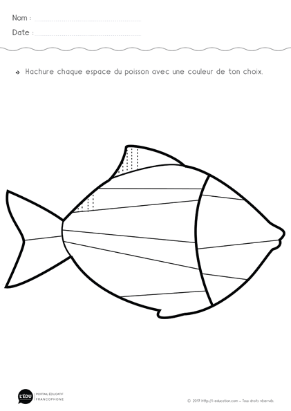 Graphisme les traits verticaux - Poisson abstrait hachuré