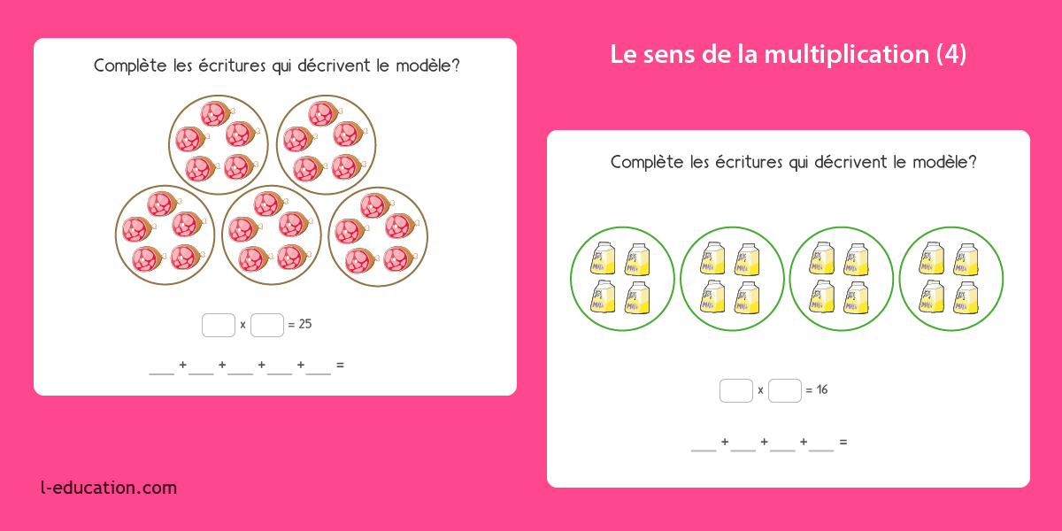 Multiplication : écriture additive et multiplicative - Décomposer les multiplications en additions réitérées - Multiplication : écriture additive et multiplicative CP CE1