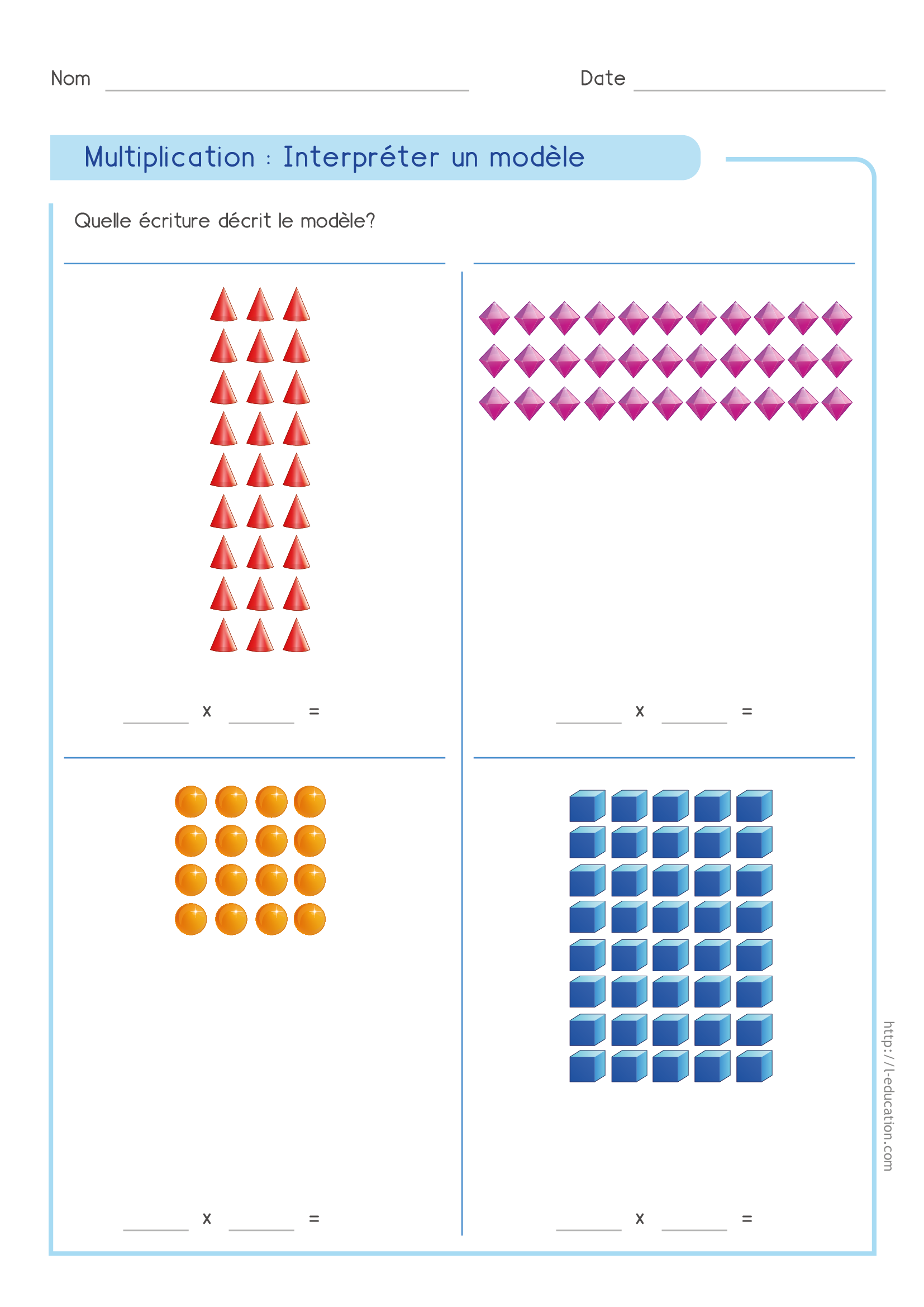Le sens de la multiplication - Expression multiplicative avec les grilles rectangulaires d’objets?