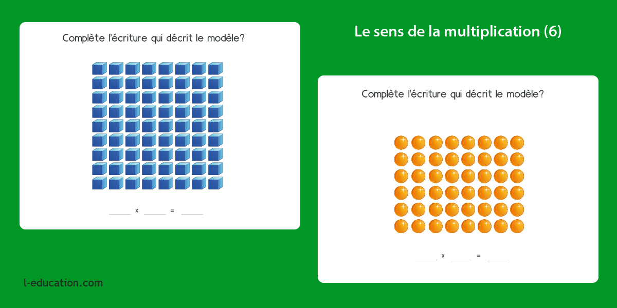 Expression multiplicative avec les grilles rectangulaires d’objets - Le sens de la multiplication CP CE1