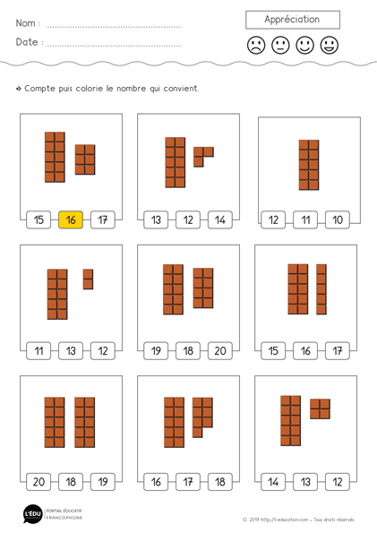 apprendre à compter jusqu'à 20