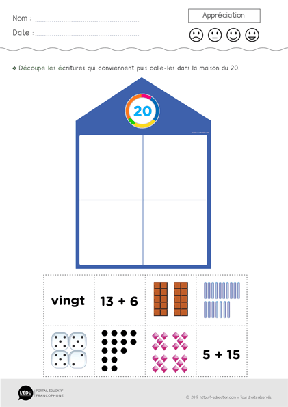 les nombres de 1 a 20