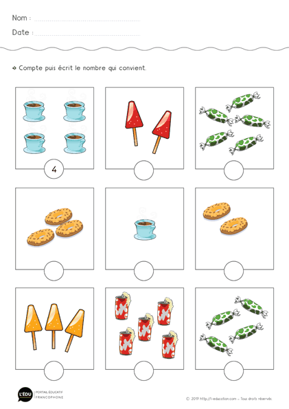 Compter de 0 à 5 en Maternelle - exercice 02