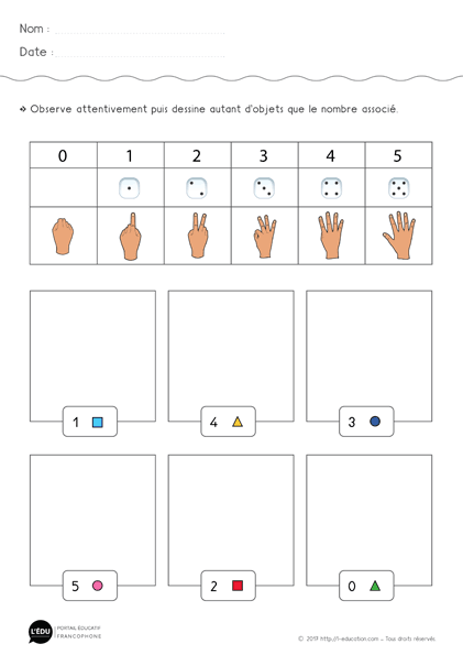 Apprendre à compter jusqu’à 5 - exercice 03