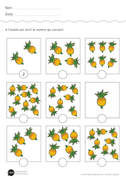 Compter de 0 à 9 MS GS CP - exercice 01