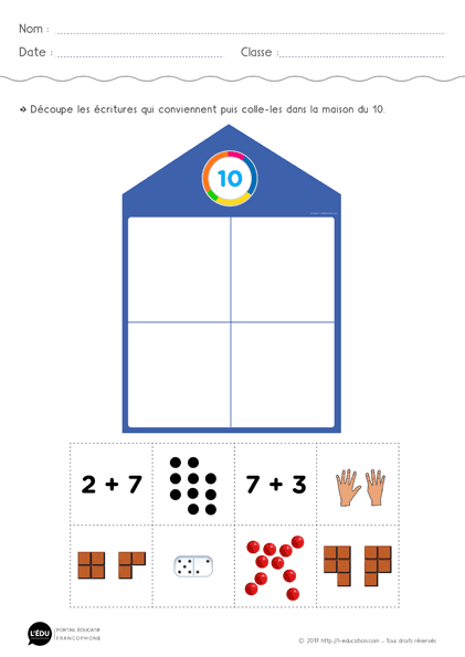 le nombre 10 - la maison du 10 gs cp
