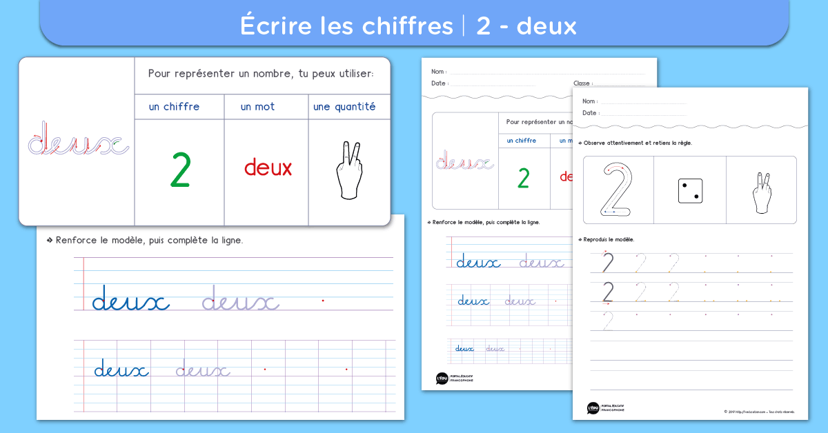 écrire le chiffre 2 deux