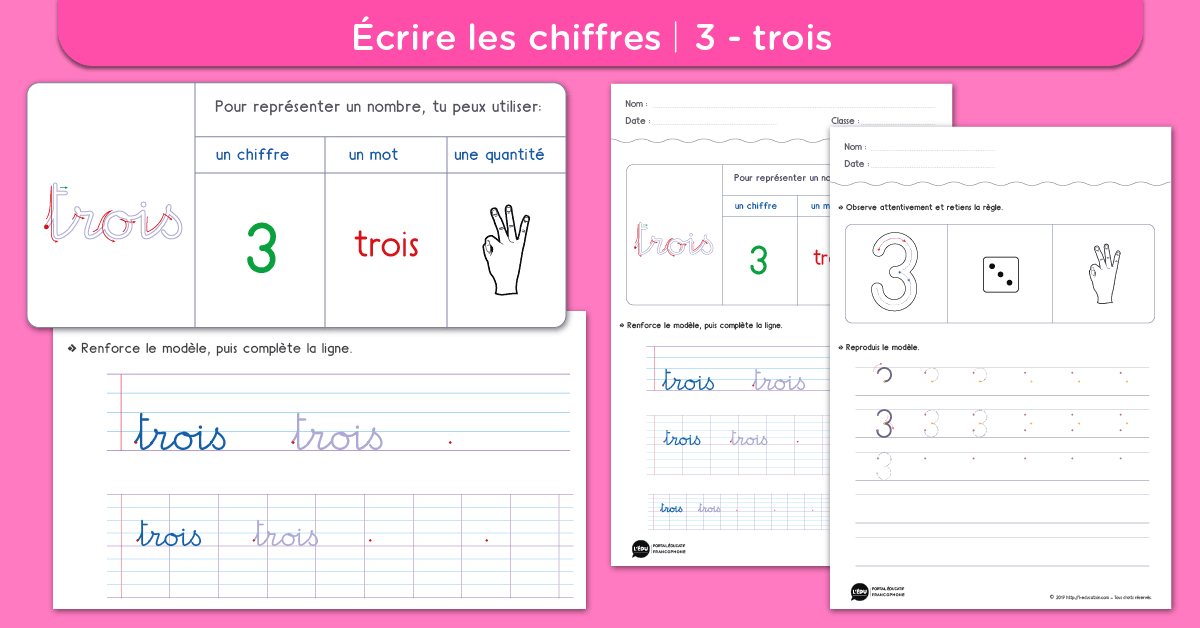 écrire le chiffre 3 trois