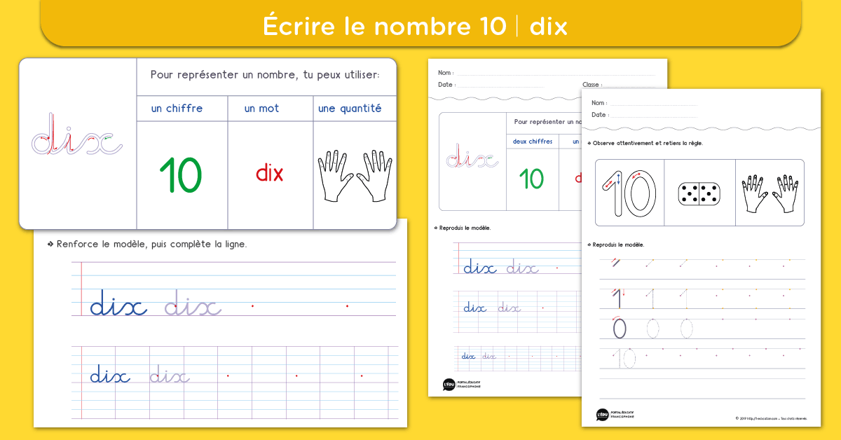 écrire le chiffre 9 neuf